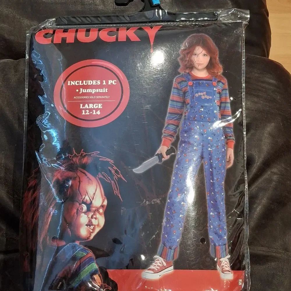 Chucky Costume Kids Large Halloween Boy Girl Scary Retro Jumpsuit New